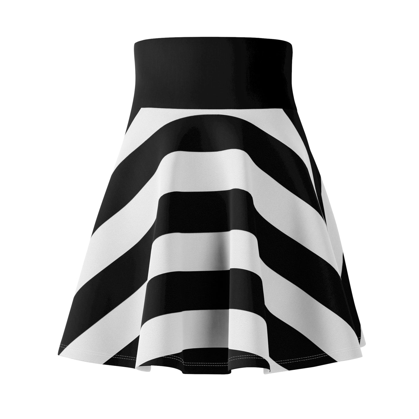 Chic Black and White Striped Skater Skirt for Women