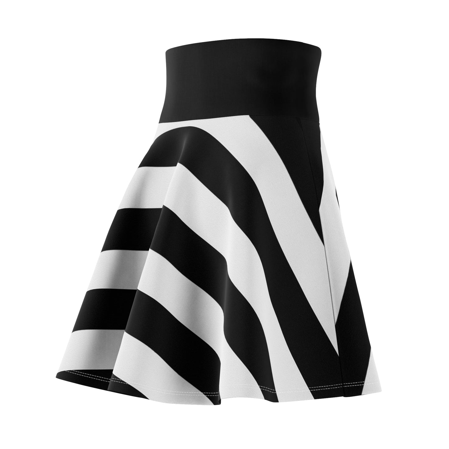 Chic Black and White Striped Skater Skirt for Women