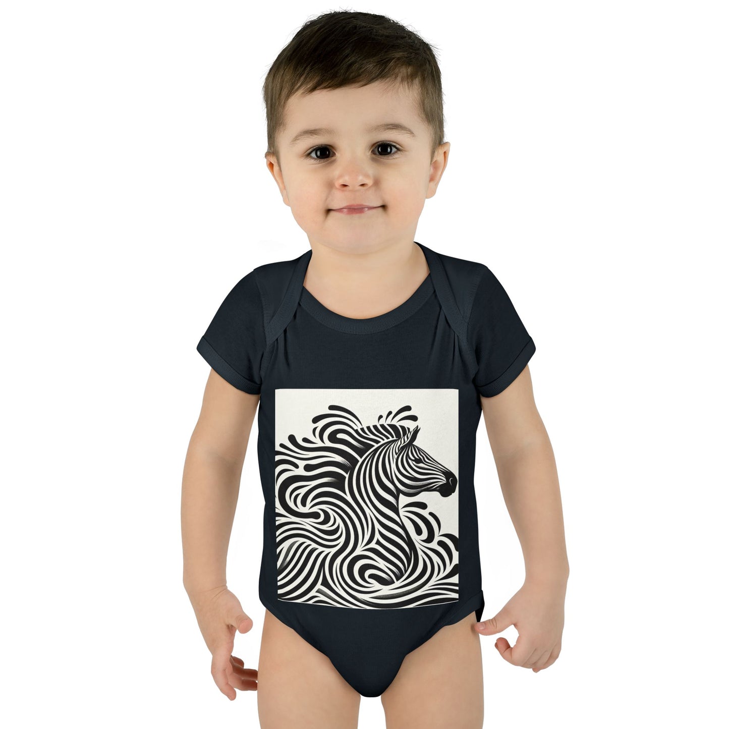 Black and White Zebra Baby Bodysuit | Cute Infant Rib Onesie for Animal Lovers