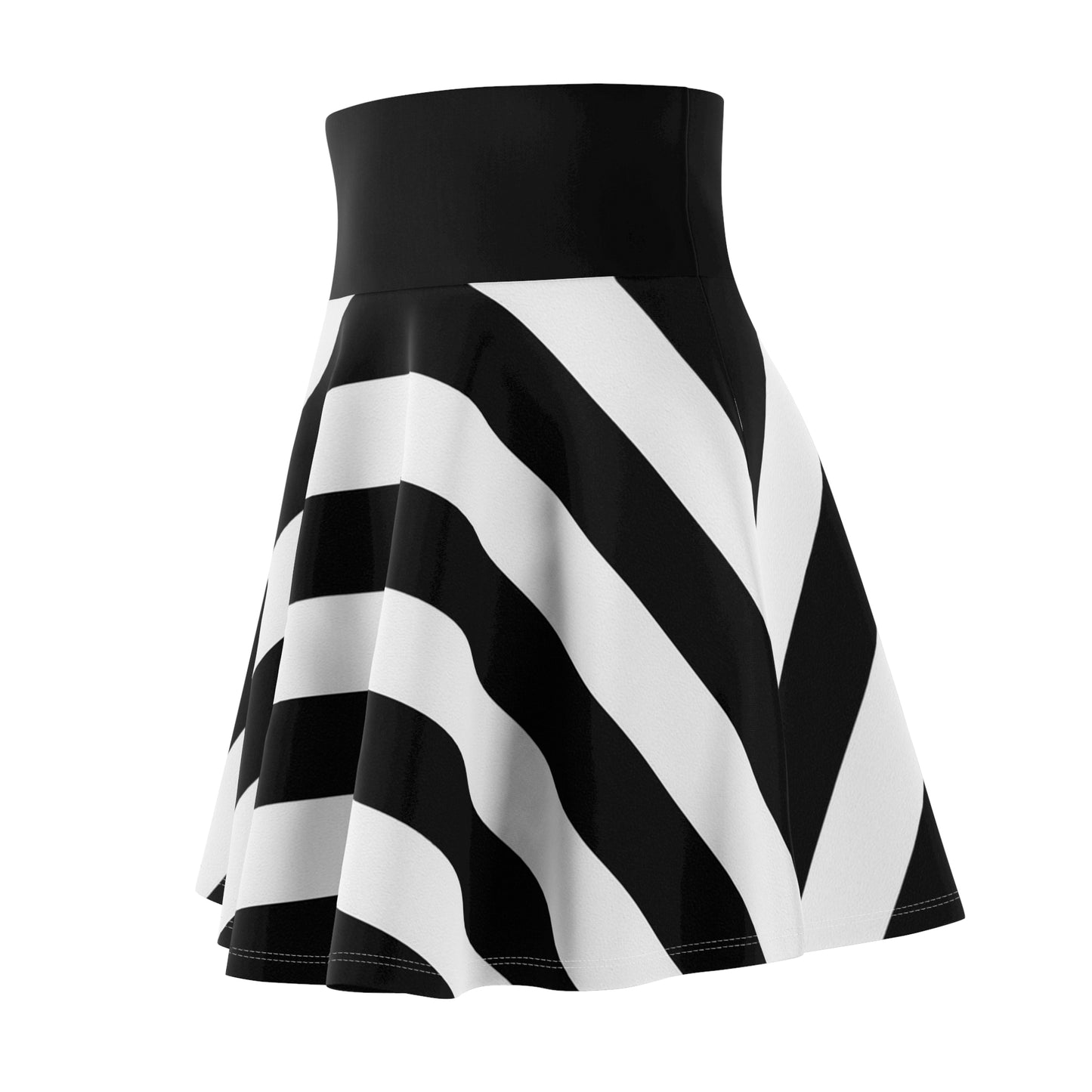 Chic Black and White Striped Skater Skirt for Women