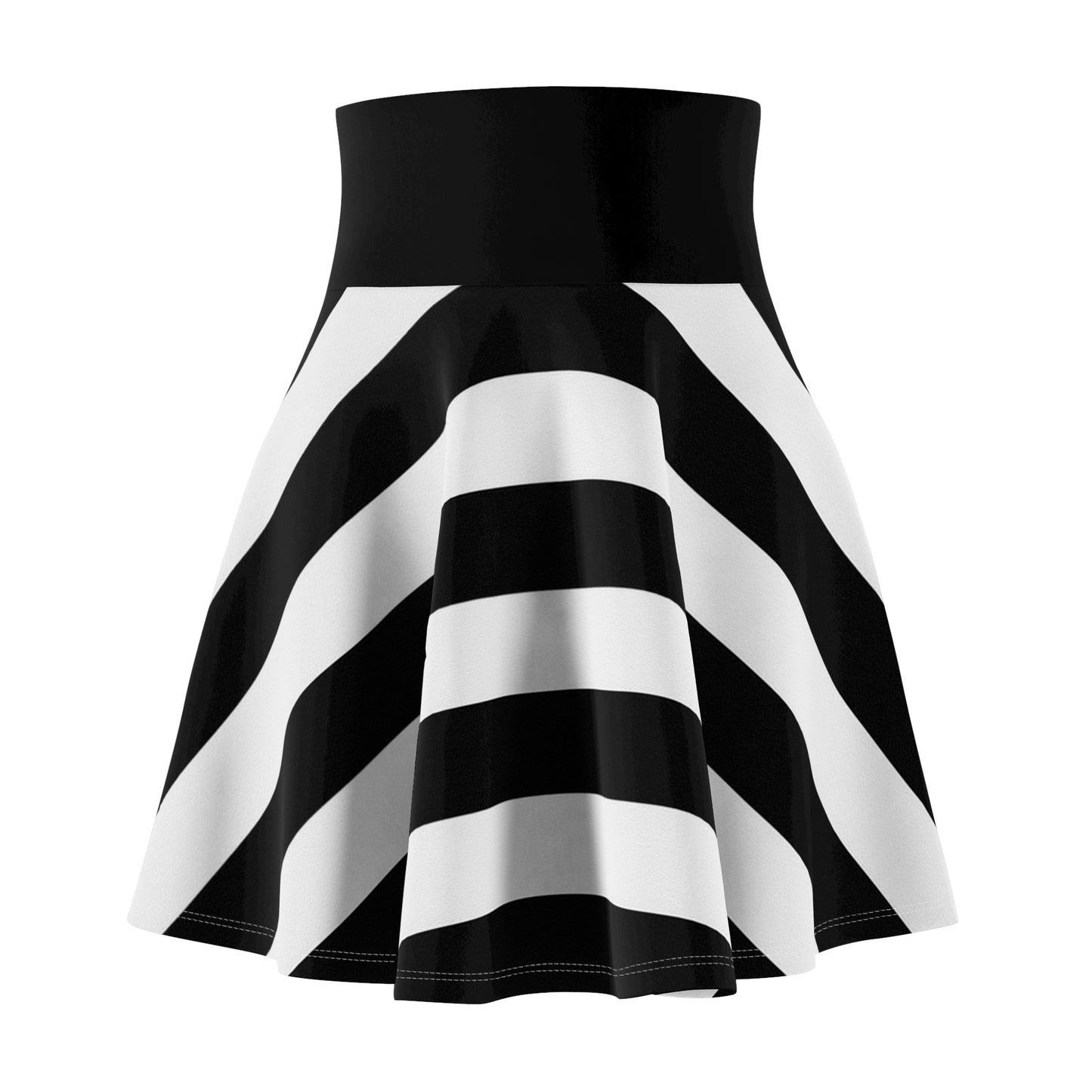 Chic Black and White Striped Skater Skirt for Women