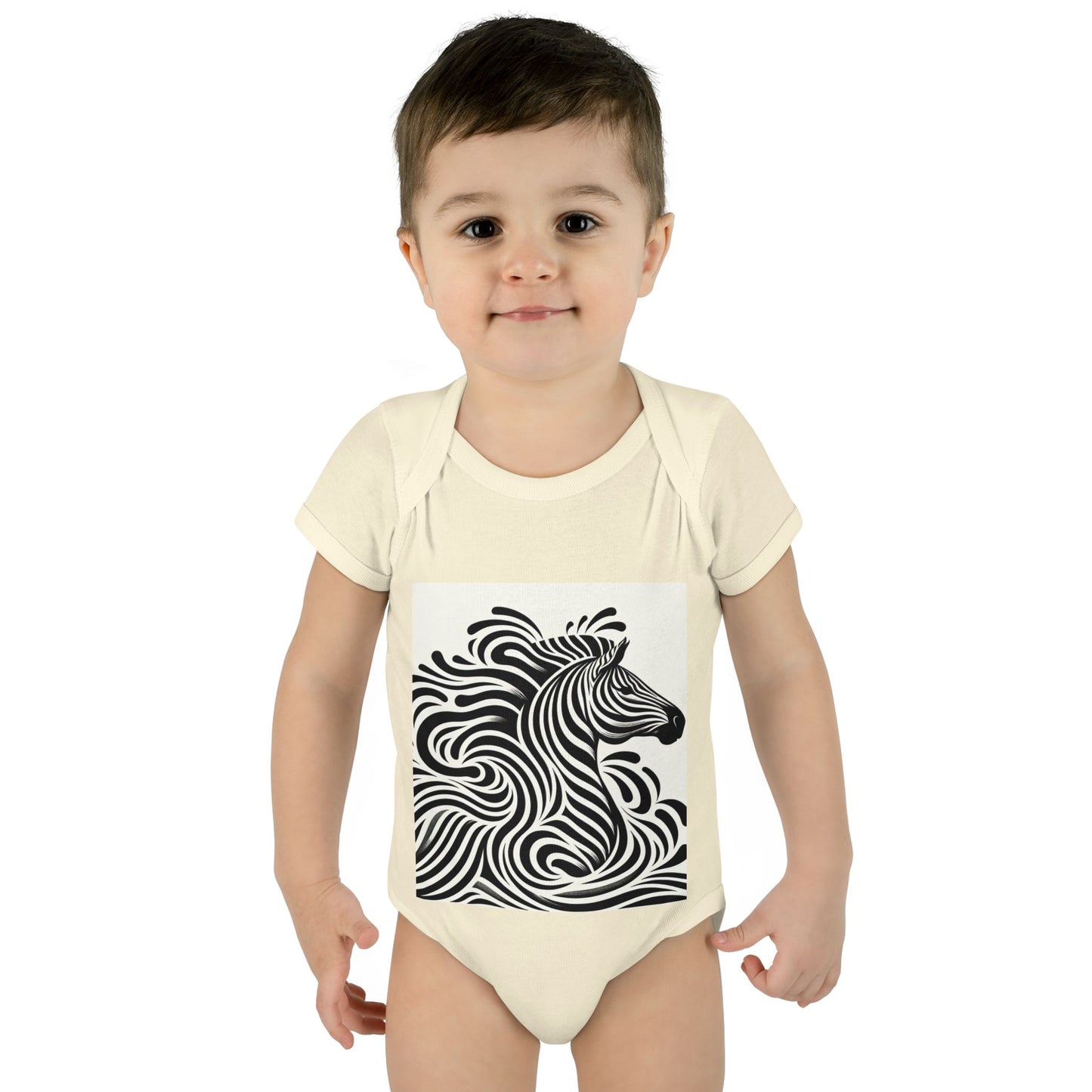 Black and White Zebra Baby Bodysuit | Cute Infant Rib Onesie for Animal Lovers