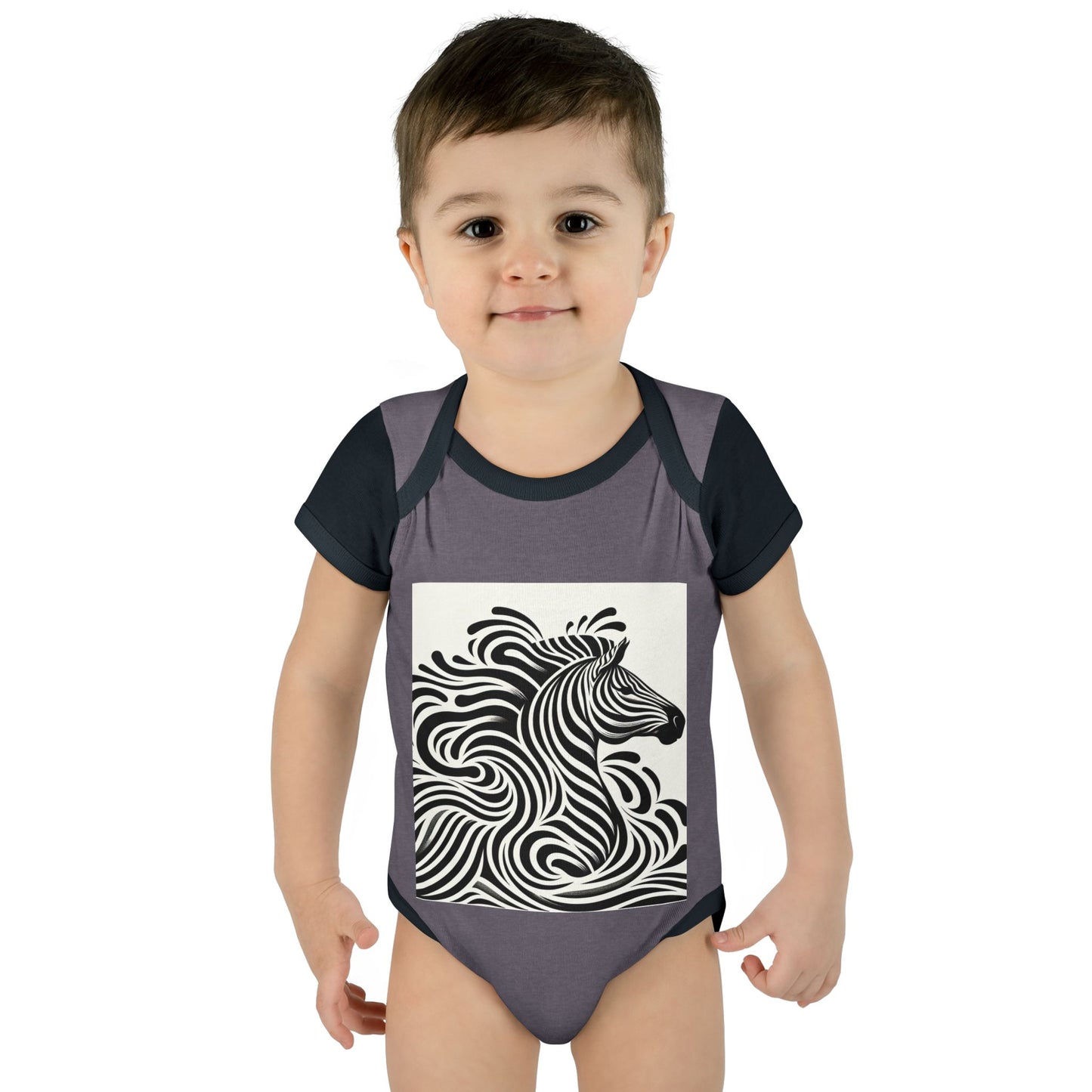 Black and White Zebra Baby Bodysuit | Cute Infant Rib Onesie for Animal Lovers