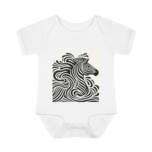 Black and White Zebra Baby Bodysuit | Cute Infant Rib Onesie for Animal Lovers