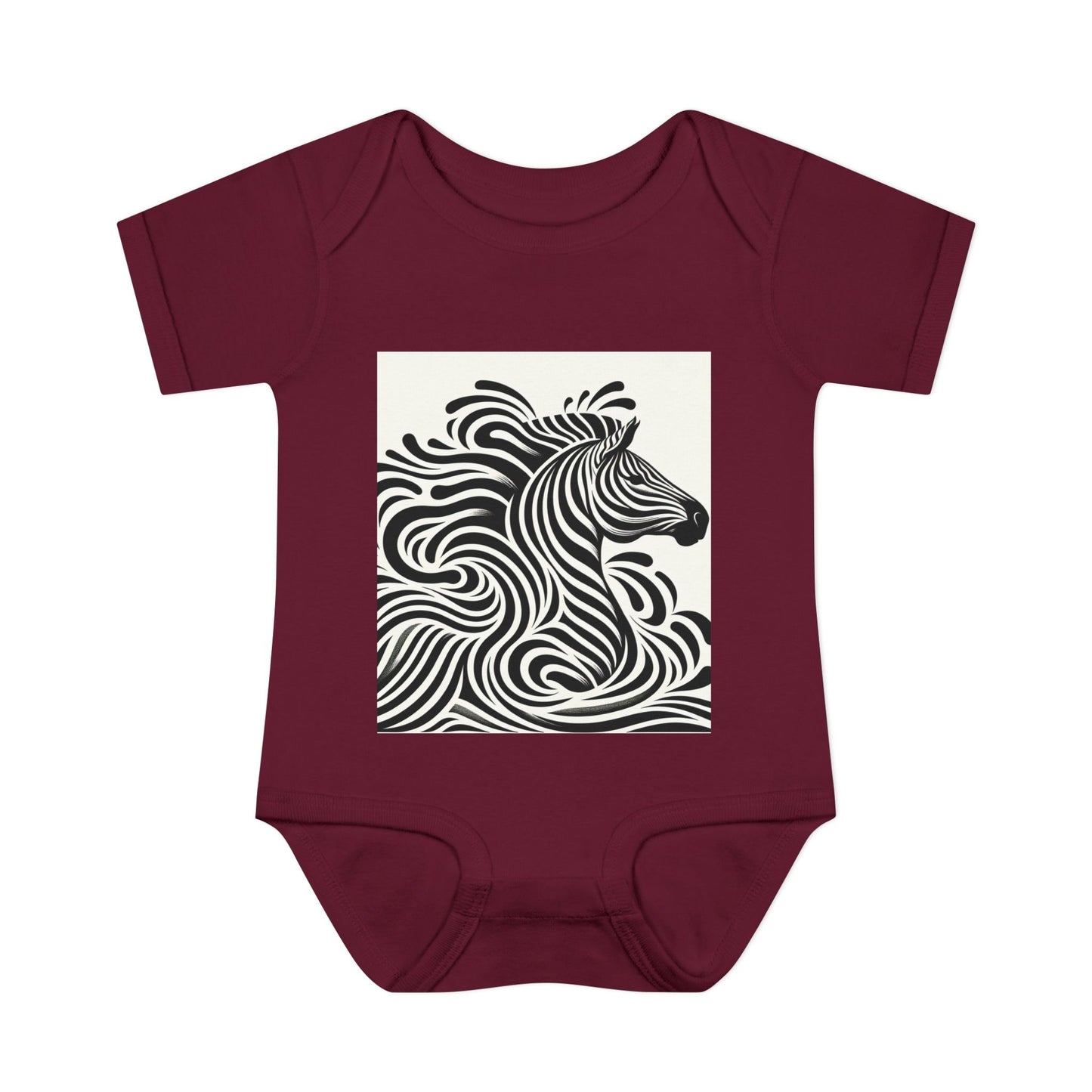 Black and White Zebra Baby Bodysuit | Cute Infant Rib Onesie for Animal Lovers