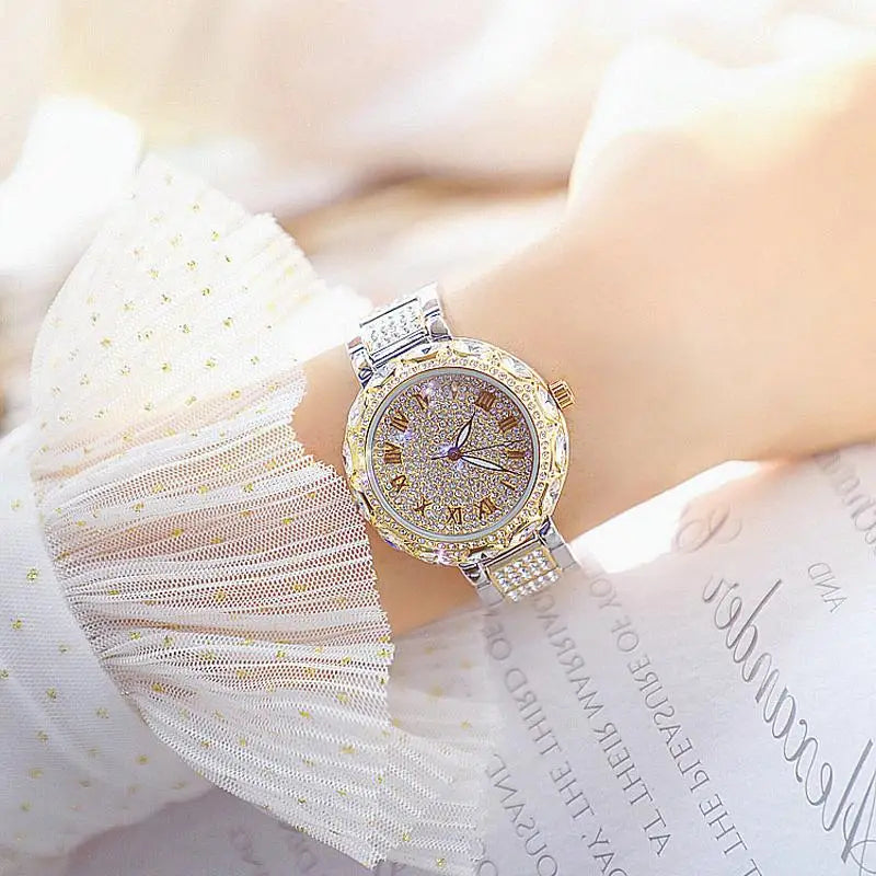 Women's Stainless Steel Rhinestone Crystal Quartz Watch