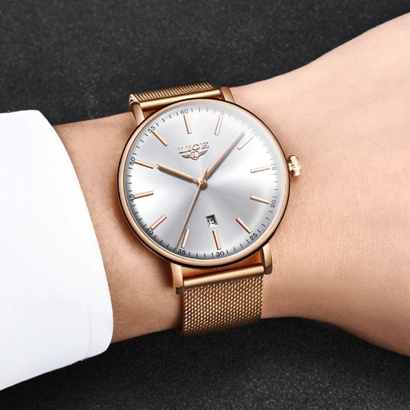 Ladies Stainless Steel Ultra-Thin Casual Wristwatch