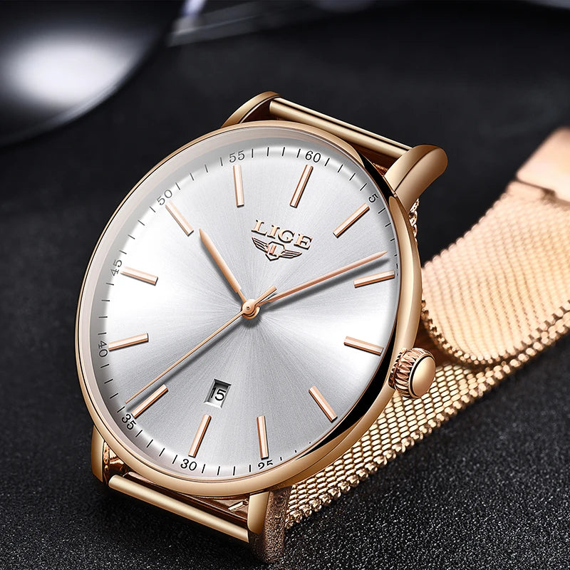 Ladies Stainless Steel Ultra-Thin Casual Wristwatch