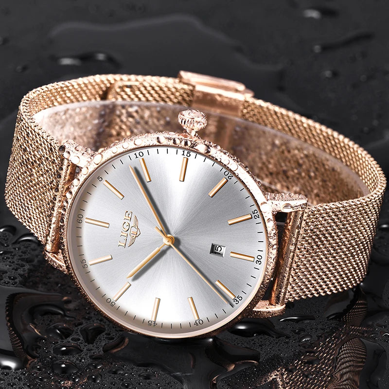 Ladies Stainless Steel Ultra-Thin Casual Wristwatch