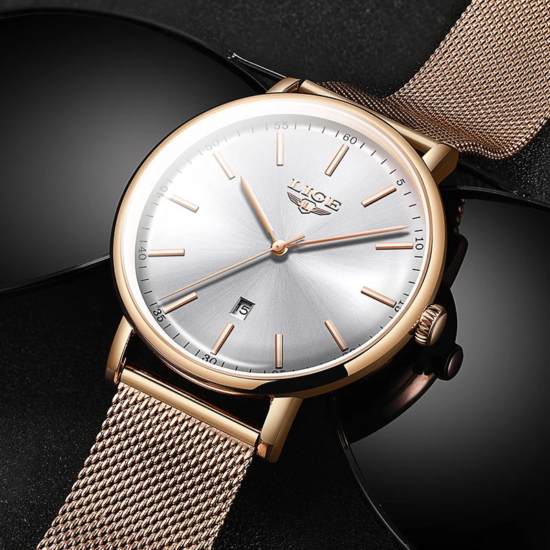 Ladies Stainless Steel Ultra-Thin Casual Wristwatch