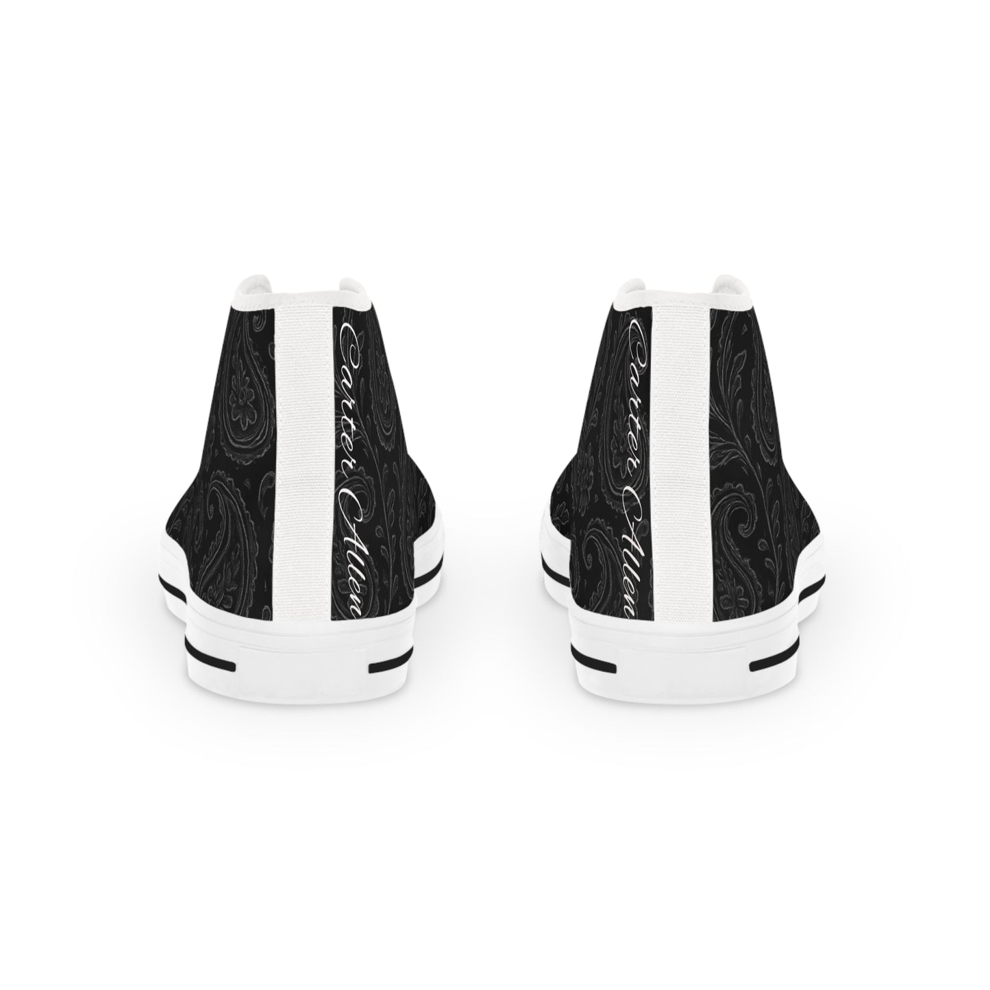 Men's High Top Sneakers - Stylish Black Paisley Design