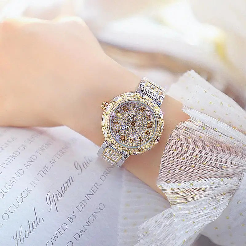 Women's Stainless Steel Rhinestone Crystal Quartz Watch