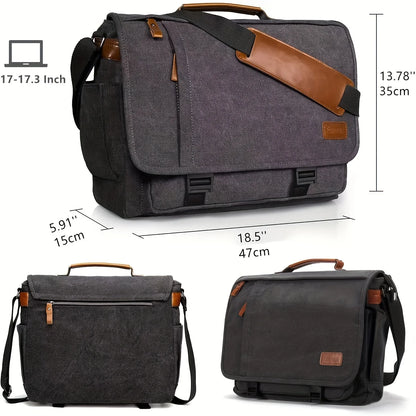 Crazy Horse Canvas Crossbody Briefcase Messenger Bag