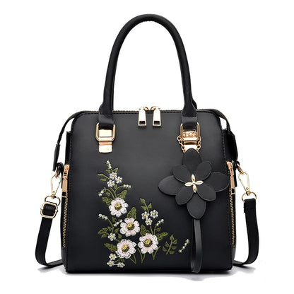 Floral Decor Shoulder Bag Purse