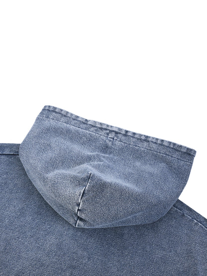 Snow Wash Oversized Zip-Up Hoodie