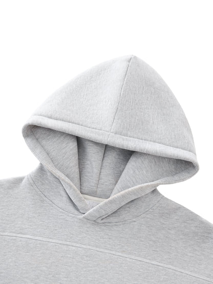 Contrast-Stitched Boxy Fleece Hoodie